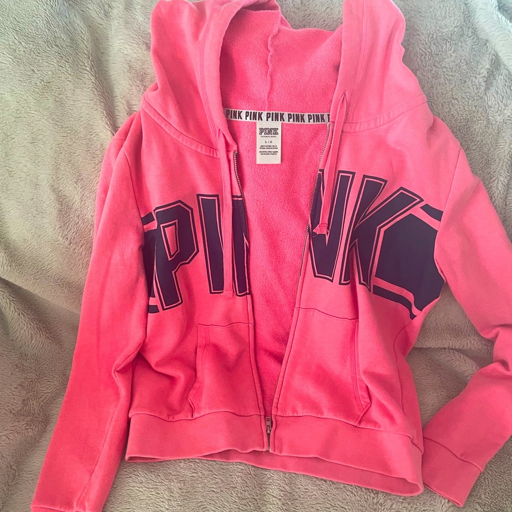 VS Pink Hoodie Zipper Sweatshirt